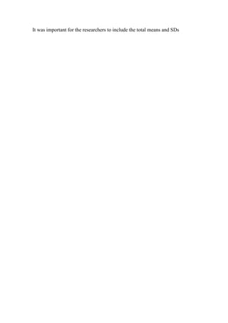 It was important for the researchers to include the total means and SDs
 