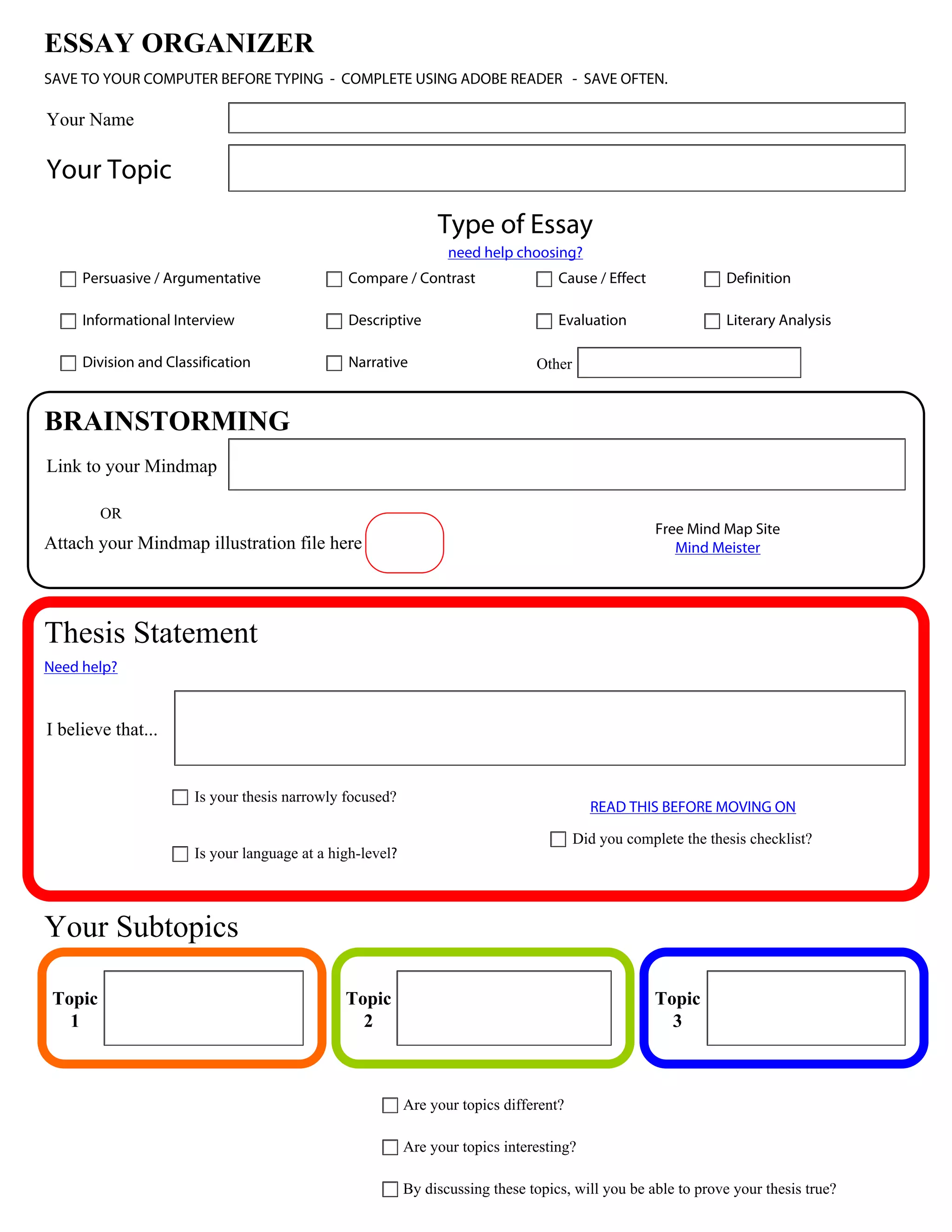 Essay Organizer | PDF