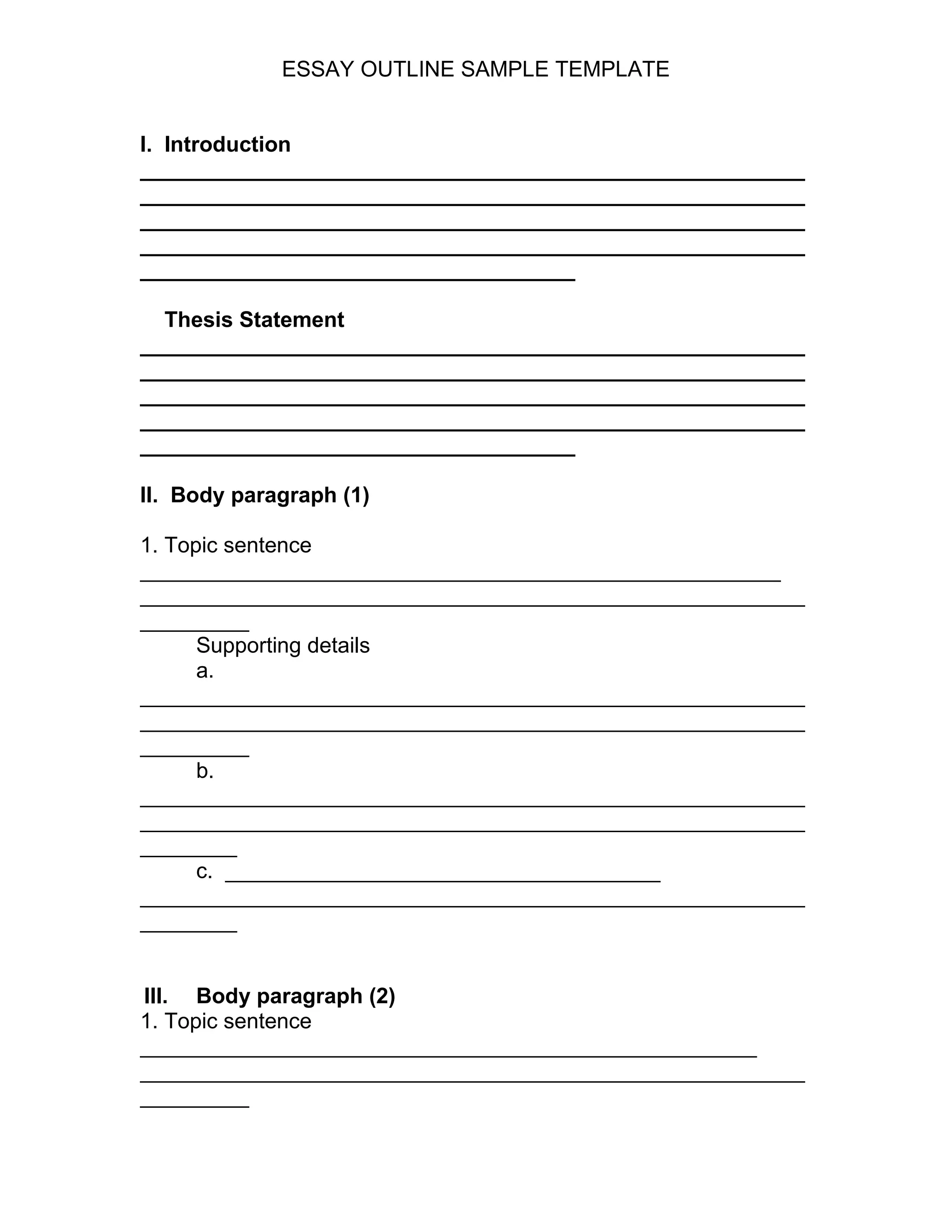 Free 32 Sample Essay Outlines In Pdf Doc Examples Thesis Statement