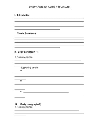 5 Paragraph Essay Outline Template Printable