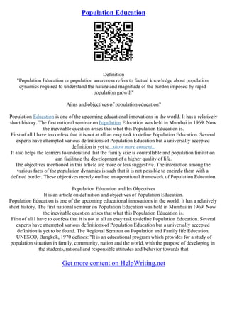 Essay Population | PDF