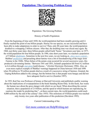 Essay Population | PDF