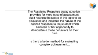 Restricted Response Essay Science Example Essay question construction | PPTX