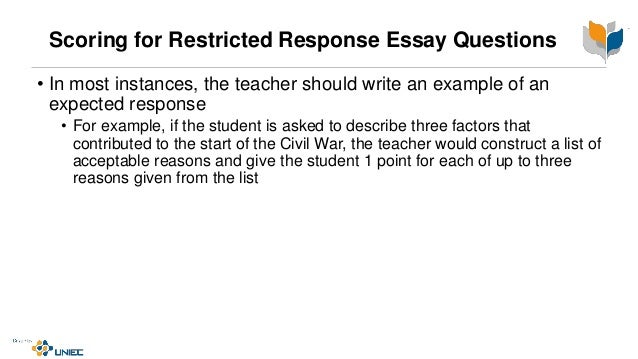 construction of a restricted response essay test