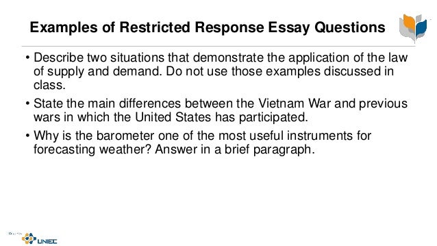 examples of restricted response essay questions