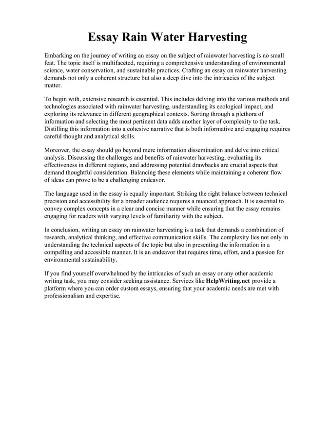 Essay Rain Water Harvesting. 200 Words Essay On Rainwater Harvesting