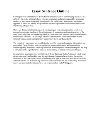Essay Sentence Outline PDF Essay Sentence Outline PDF