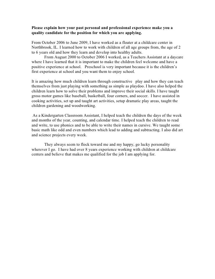 Past work experience essay picture