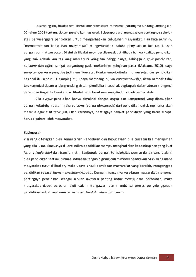 SIstem input-proses-output-outcome pendidikan bermutu | DOCX