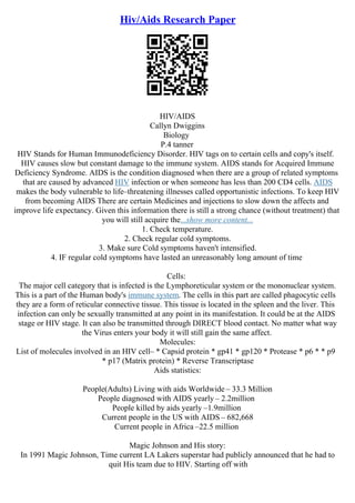 Essays On Aids | PDF