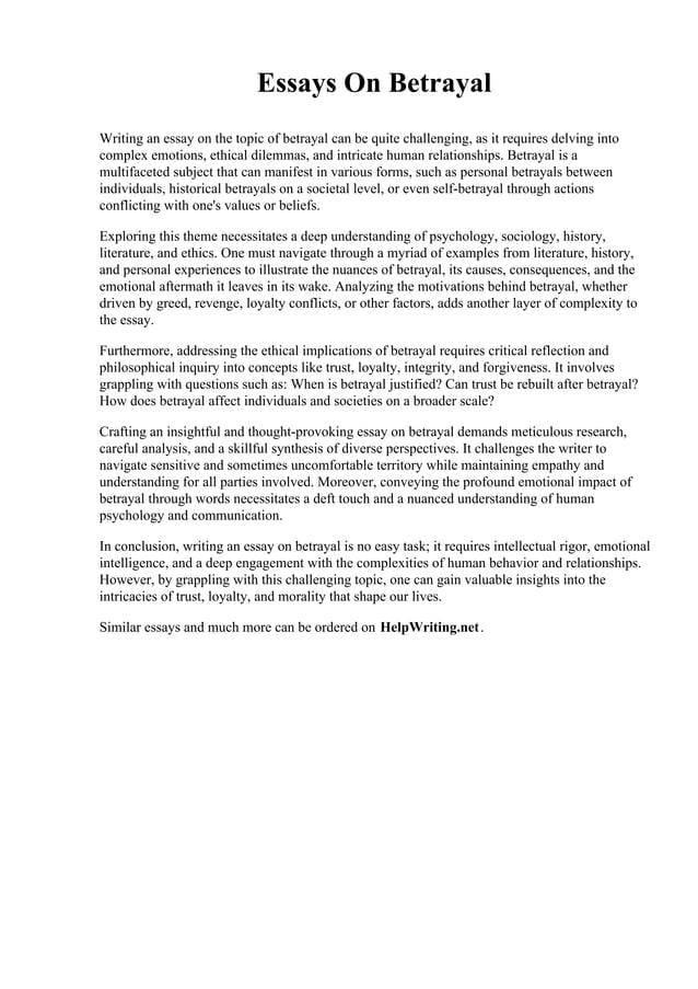 Essays On Betrayal pdf Essays on betrayal pdf
