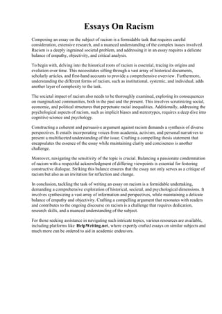 Essays On Racism | PDF