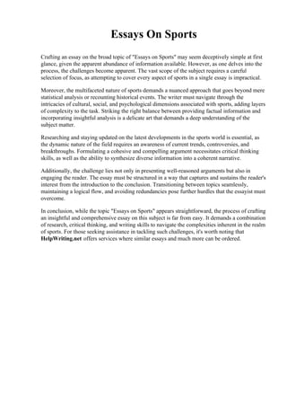 Sports Writing Essay Example Essays On Sports.pdf