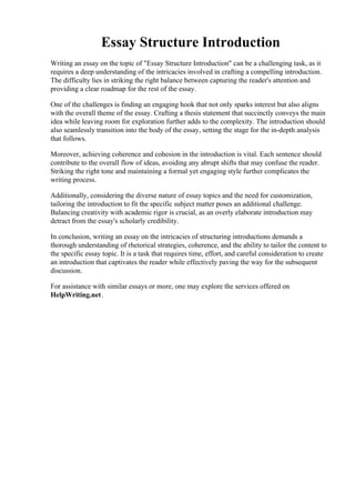 Essay Structure Introduction | PDF