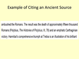 Example of Citing an Ancient Source
 