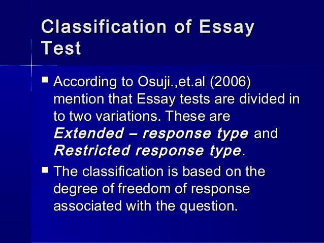 Discuss three differences between restricted-response and extended-response essay questions picture