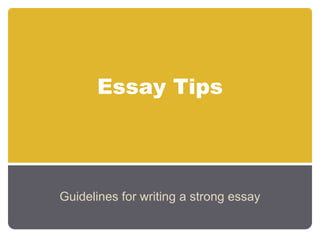 Essay Tips Guidelines for writing a strong essay 