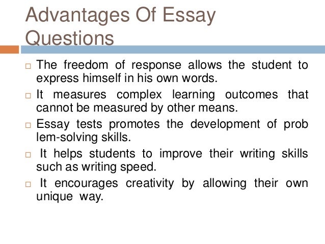 Essay questions on tests