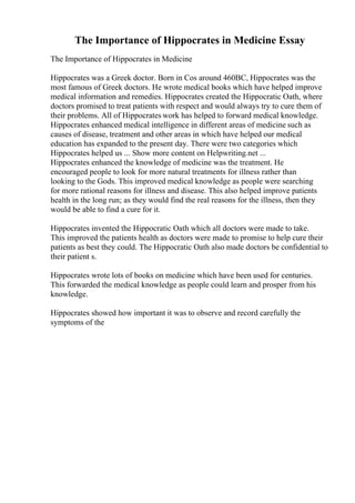 Hippocrates Problem Example Essay With Harvard Referencing.pdf