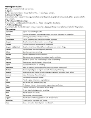 vocabulary for Essay writing | DOCX
