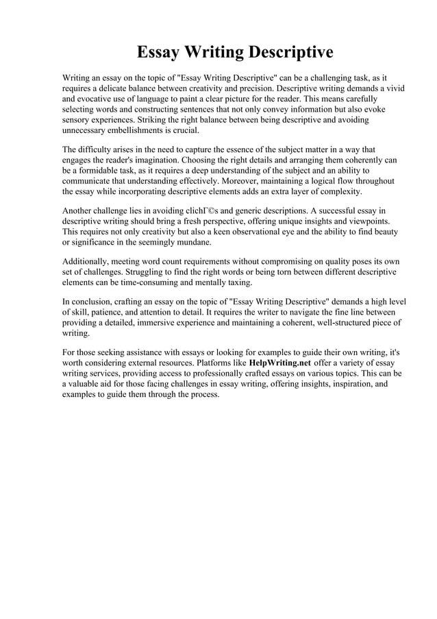 Essay Writing Descriptive PDF Essay Writing Descriptive PDF