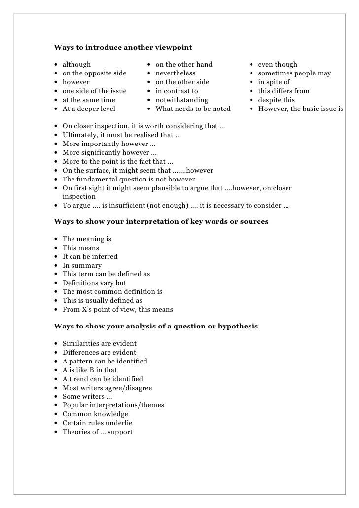 Hints for essay writing