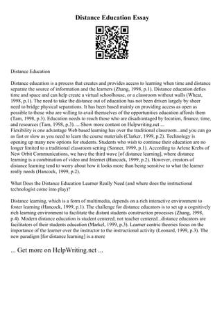 Distance Learning Essay Plan Essay Writing Mango Tree | PDF