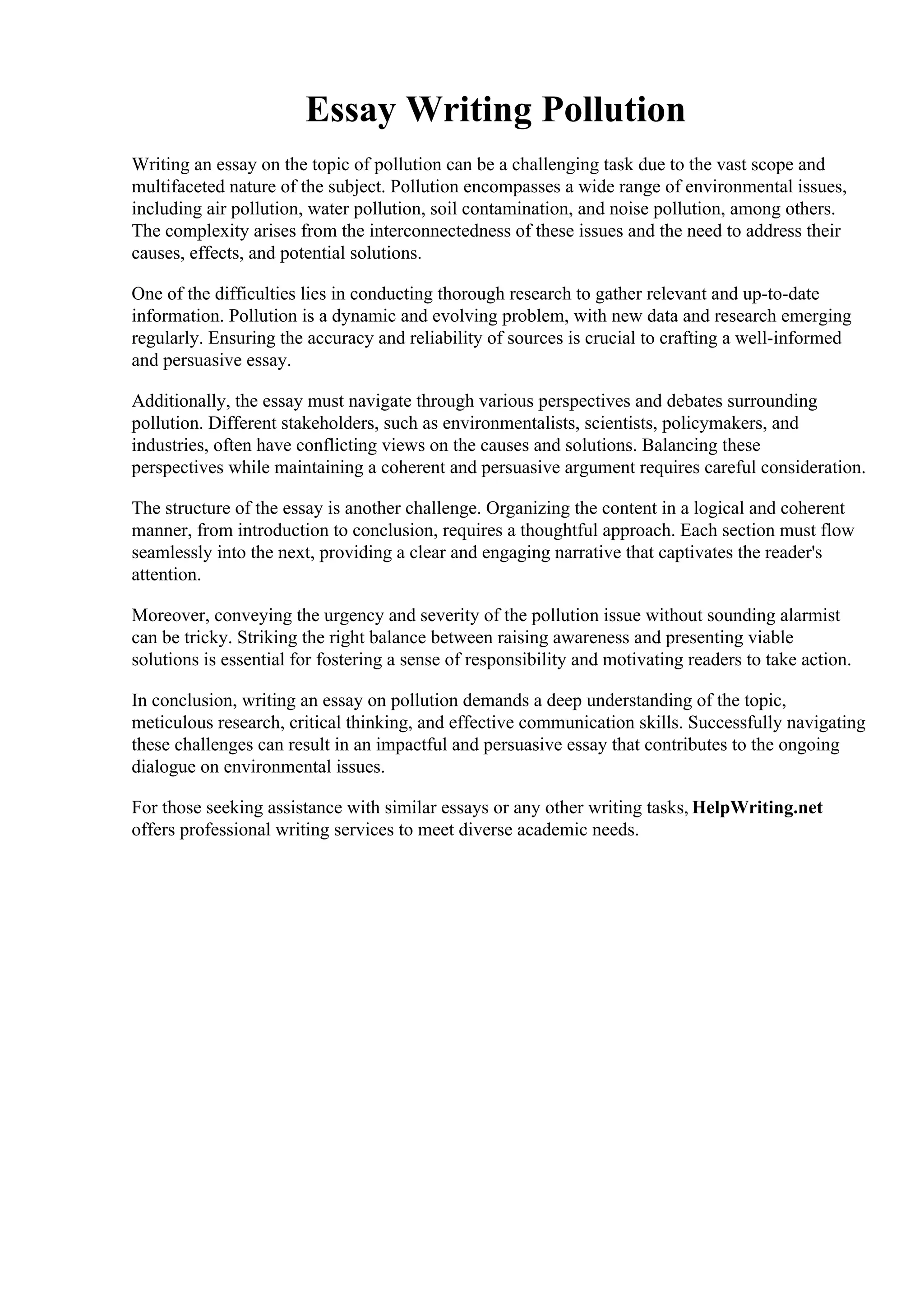 Pollution Introduction Essay Essay Writing Pollution. Write Short Essay on Pollution Short Essay ...