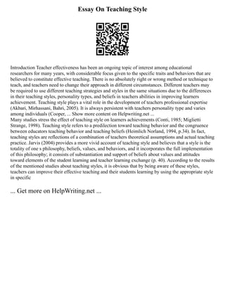 Essay Writing Samples Examples | PDF