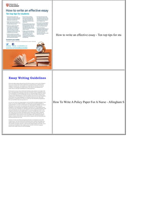How to write an effective essay - Ten top tips for stu
How To Write A Policy Paper For A Nurse - Allingham S
 