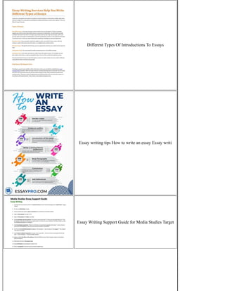Different Types Of Introductions To Essays
Essay writing tips How to write an essay Essay writi
Essay Writing Support Guide for Media Studies Target
 
