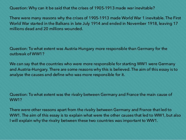 Germany caused ww1 essay