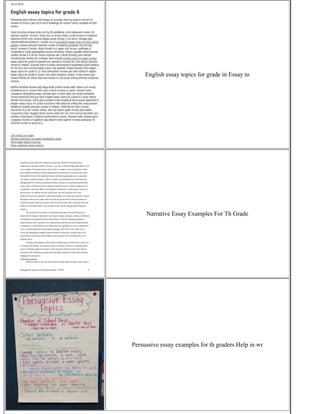 English essay topics for grade in Essay to
Narrative Essay Examples For Th Grade
Persuasive essay examples for th graders Help in wr
 