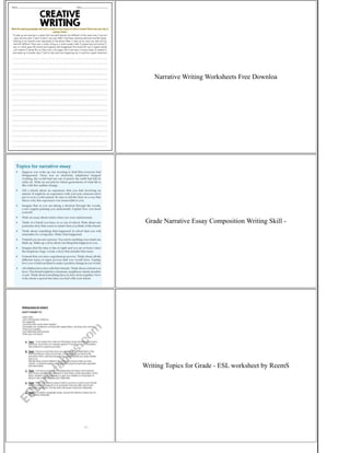 Narrative Writing Worksheets Free Downloa
Grade Narrative Essay Composition Writing Skill -
Writing Topics for Grade - ESL worksheet by ReemS
 