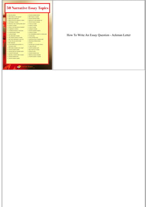 How To Write An Essay Question - Ackman Letter
 