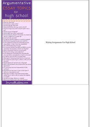 Writing Assignments For High School
 