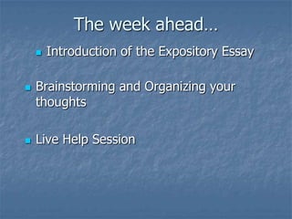 Essay Writing Week 1