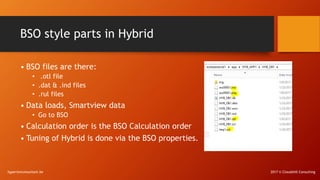 BSO style parts in Hybrid
• BSO files are there:
• .otl file
• .dat & .ind files
• .rul files
• Data loads, Smartview data...