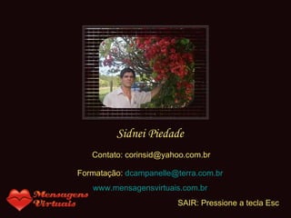 Sidnei Piedade Contato: corinsid@yahoo.com.br Formatação:  [email_address] www.mensagensvirtuais.com.br SAIR: Pressione a tecla Esc 