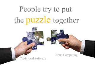 People try to put
the puzzle together
Traditional Software
Cloud Computing
 