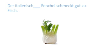 Der italienisch___ Fenchel schmeckt gut zu
Fisch.
 