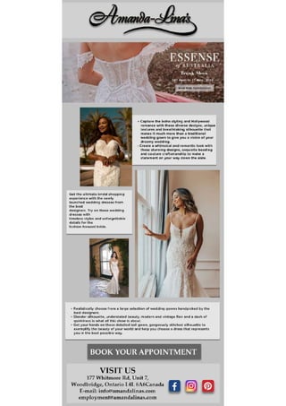 Book an appointment Wedding Dresses & Bridal Boutique Toronto | Amanda Linas