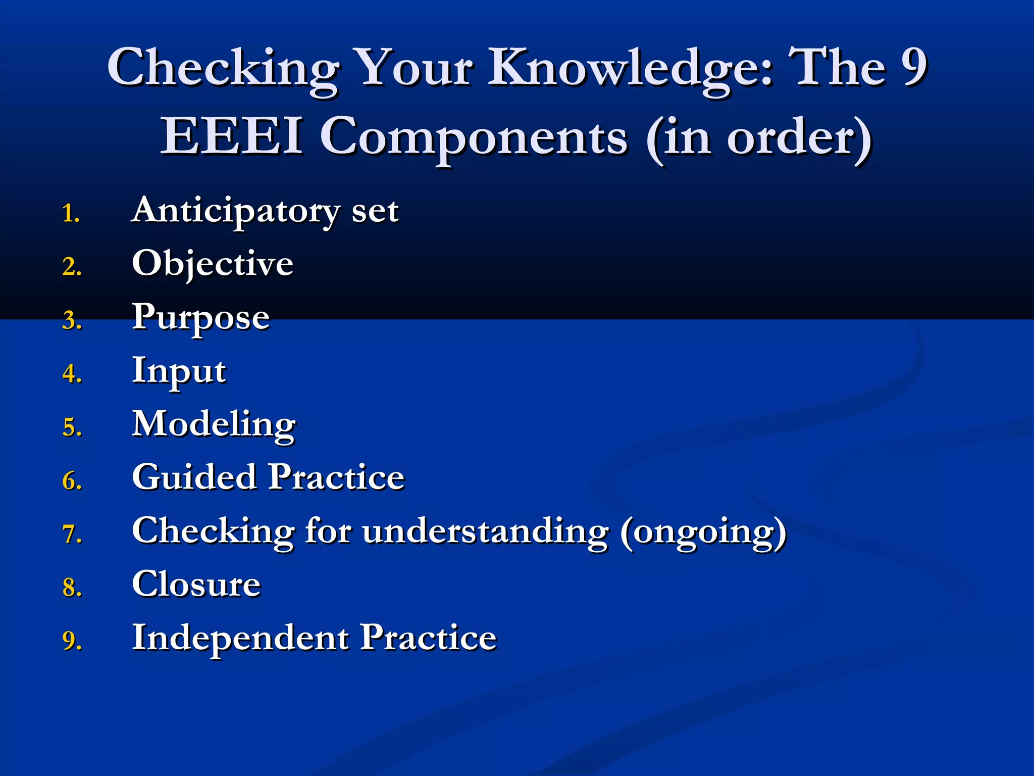 Essential elements of effective instruction ppt | PPT