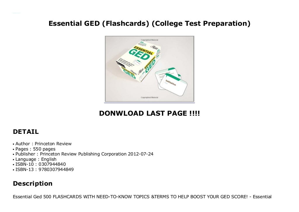 Essential GED (Flashcards) (College Test Preparation)