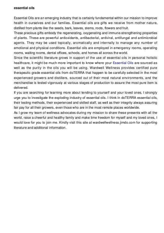 Supporting Scientific Literature for Essential Oils