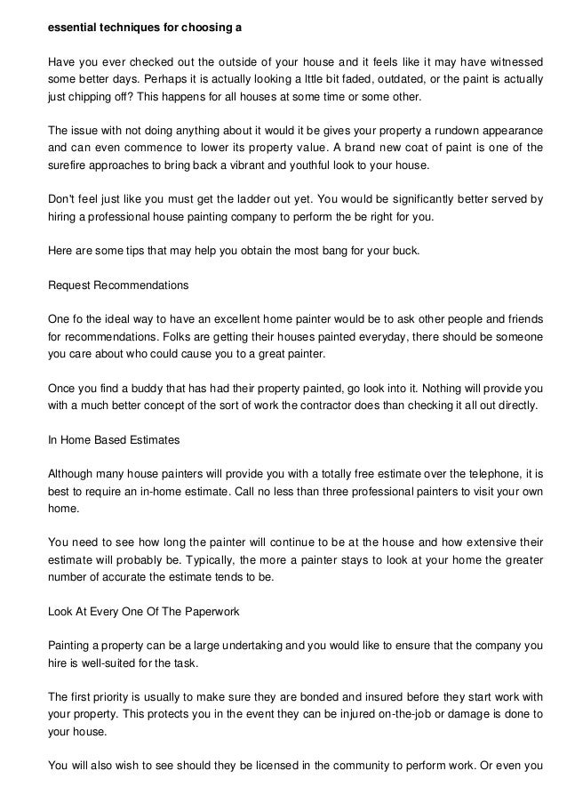 Essential Methods For Choosing A House Painter