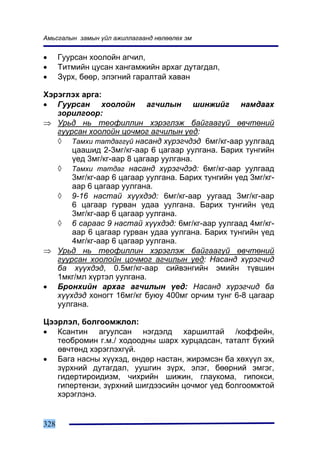 Àìüñãàëûí çàìûí ¿éë àæèëëàãààíä íºëººëºõ ýì


•     Ãóóðñàí õîîëîéí àã÷èë,
•     Òèòìèéí öóñàí õàíãàìæèéí àðõàã äóòàãäàë,
•     Ç¿ðõ, áººð, ýëýãíèé ãàðàëòàé õàâàí

Õýðýãëýõ àðãà:
• Ãóóðñàí õîîëîéí àã÷èëûí øèíæèéã íàìäààõ
   çîðèëãîîð:
⇒ Óðüä íü òåîôèëëèí õýðýãëýæ áàéãààã¿é ºâ÷òºíèé
   ãóóðñàí õîîëîéí öî÷ìîã àã÷èëûí ¿åä:
   ◊ Òàìõè òàòäàãã¿é íàñàíä õ¿ðýã÷äýä 6ìã/êã-ààð óóëãààä
       öààøèä 2-3ìã/êã-ààð 6 öàãààð óóëãàíà. Áàðèõ òóíãèéí
       ¿åä 3ìã/êã-ààð 8 öàãààð óóëãàíà.
   ◊ Òàìõè òàòäàã íàñàíä õ¿ðýã÷äýä: 6ìã/êã-ààð óóëãààä
       3ìã/êã-ààð 6 öàãààð óóëãàíà. Áàðèõ òóíãèéí ¿åä 3ìã/êã-
       ààð 6 öàãààð óóëãàíà.
   ◊ 9-16 íàñòàé õ¿¿õäýä: 6ìã/êã-ààð óóãààä 3ìã/êã-ààð
       6 öàãààð ãóðâàí óäàà óóëãàíà. Áàðèõ òóíãèéí ¿åä
       3ìã/êã-ààð 6 öàãààð óóëãàíà.
   ◊ 6 ñàðààñ 9 íàñòàé õ¿¿õäýä: 6ìã/êã-ààð óóëãààä 4ìã/êã-
       ààð 6 öàãààð ãóðâàí óäàà óóëãàíà. Áàðèõ òóíãèéí ¿åä
       4ìã/êã-ààð 6 öàãààð óóëãàíà.
⇒ Óðüä íü òåîôèëëèí õýðýãëýæ áàéãààã¿é ºâ÷òºíèé
   ãóóðñàí õîîëîéí öî÷ìîã àã÷èëûí ¿åä: Íàñàíä õ¿ðýã÷èä
   áà õ¿¿õäýä, 0.5ìã/êã-ààð ñèéâýíãèéí ýìèéí ò¿âøèí
   1ìêã/ìë õ¿ðòýë óóëãàíà.
• Áðîíõèéí àðõàã àã÷èëûí ¿åä: Íàñàíä õ¿ðýã÷èä áà
   õ¿¿õäýä õîíîãò 16ìã/êã áóþó 400ìã îð÷èì òóíã 6-8 öàãààð
   óóëãàíà.

Öýýðëýë, áîëãîîìæëîë:
• Êñàíòèí àãóóëñàí íýãäýëä õàðøèëòàé /êîôôåéí,
   òåîáðîìèí ã.ì./ õîäîîäíû øàðõ õóðöàäñàí, òàòàëò á¿õèé
   ºâ÷òºíä õýðýãëýõã¿é.
• Áàãà íàñíû õ¿¿õýä, ºíäºð íàñòàí, æèðýìñýí áà õºõ¿¿ë ýõ,
   ç¿ðõíèé äóòàãäàë, óóøãèí ç¿ðõ, ýëýã, áººðíèé ýìãýã,
   ãèäåðòèðîèäèçì, ÷èõðèéí øèæèí, ãëàóêîìà, ãèïîêñè,
   ãèïåðòåíçè, ç¿ðõíèé øèãäýýñèéí öî÷ìîã ¿åä áîëãîîìæòîé
   õýðýãëýíý.


328
 