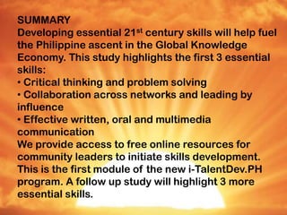 Essential 21st Century Skills: The First 3 skills | PDF