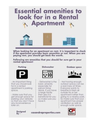 Essential amenities to look for in a Rental Apartment