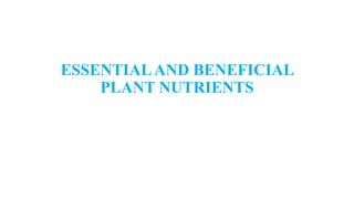 ESSENTIALAND BENEFICIAL
PLANT NUTRIENTS
 